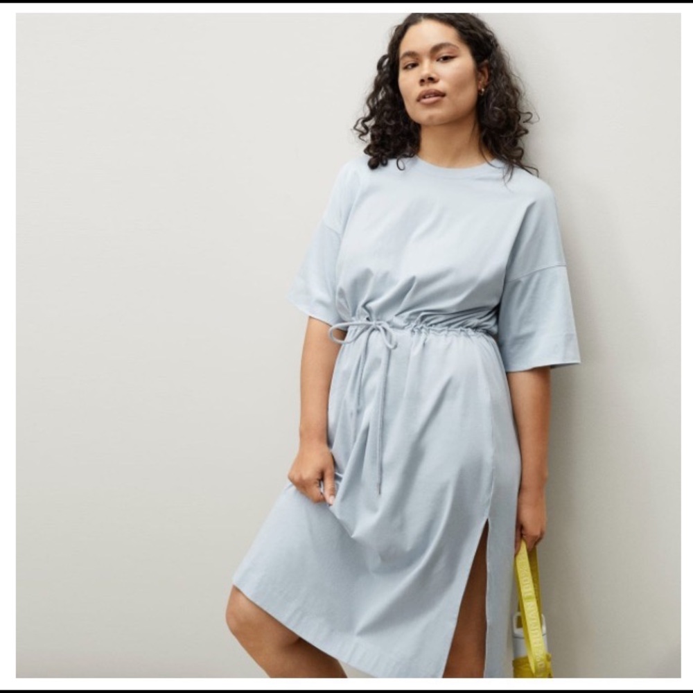 Everlane Cotton Tie-Front Tee Dress (M)